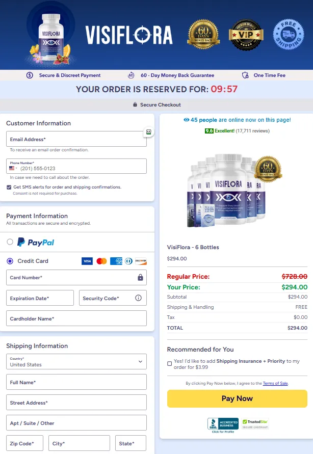Secure VisiFlora checkout process